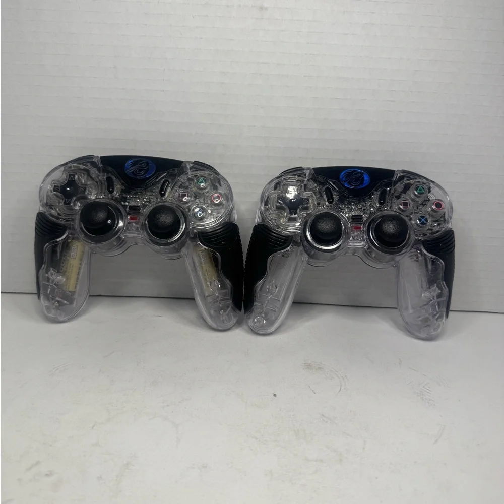 Two Wireless Sony PS2 PlayStation Controller Pelican Chameleon